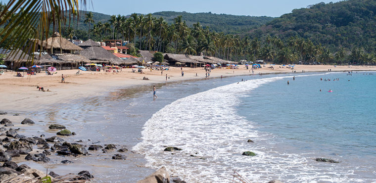 The beach and bay of Chacala, Mexico